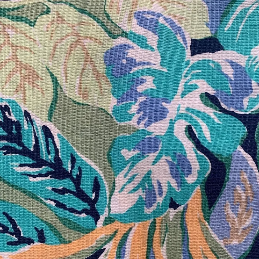 Talbots Skirt Multicolored Blue Tropical Leaf Pattern Lightweight Linen Blend - Image 9