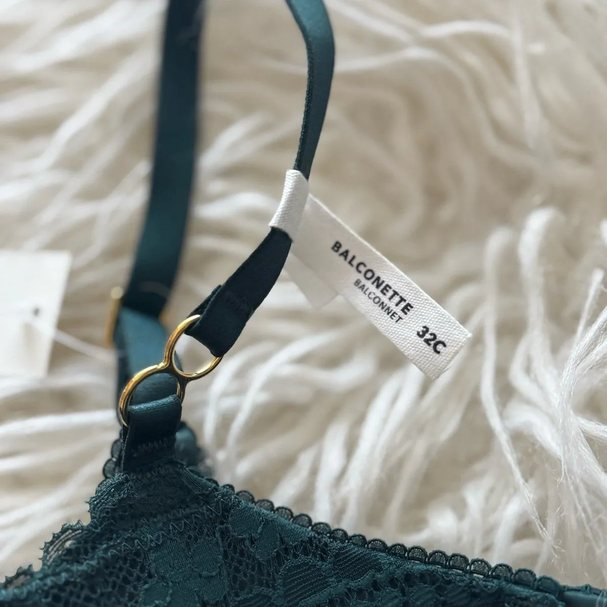 Aerie Real Power Paisley Lace Balconette Bra Deep Forest Green Size 32C - Image 10