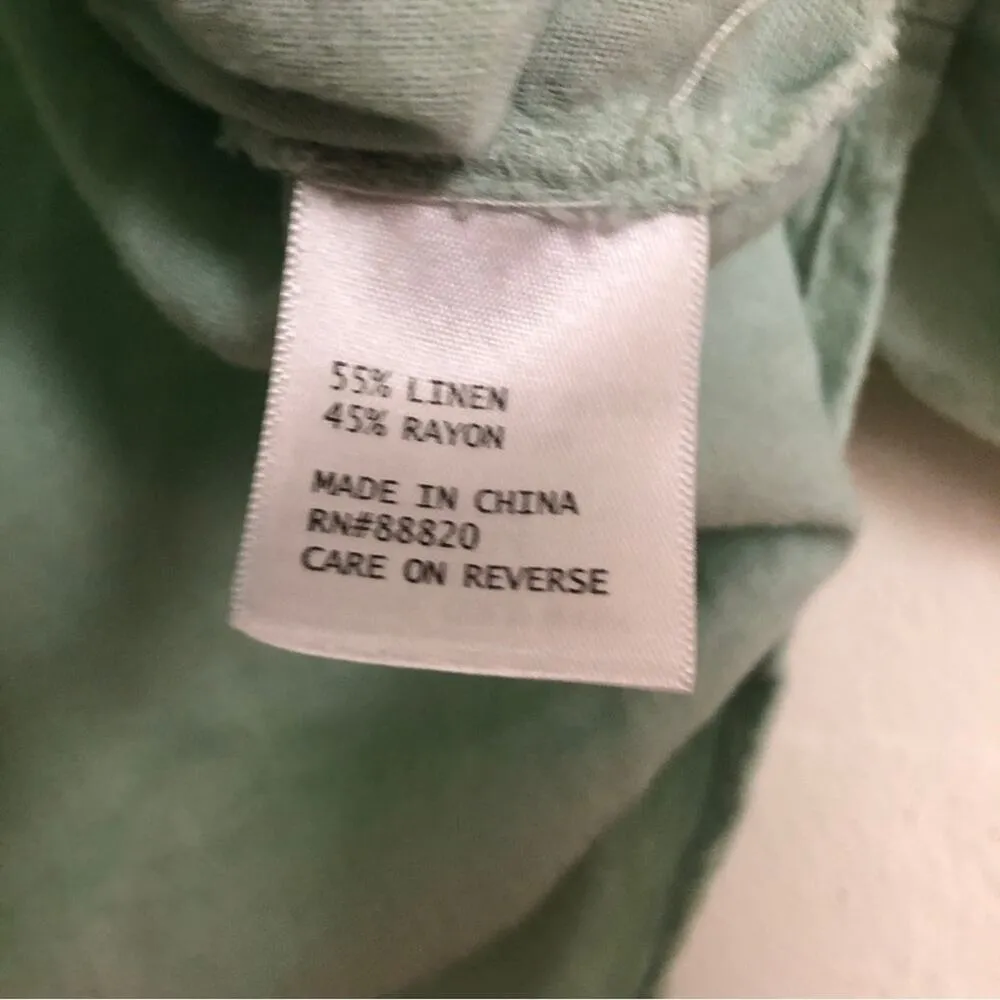 Rose and Rhyme Linen Blend Lace 3/4 Sleeves Mint Seafoam Green Tunic Blouse Top Size M - Image 6