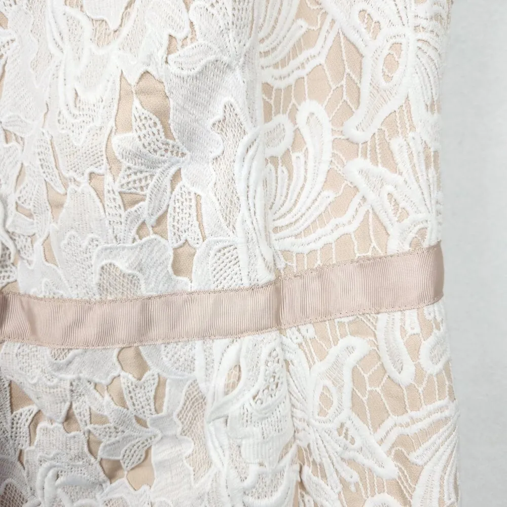 English Factory Floral Lace Mini Dress Size M Cream Nude - Image 7