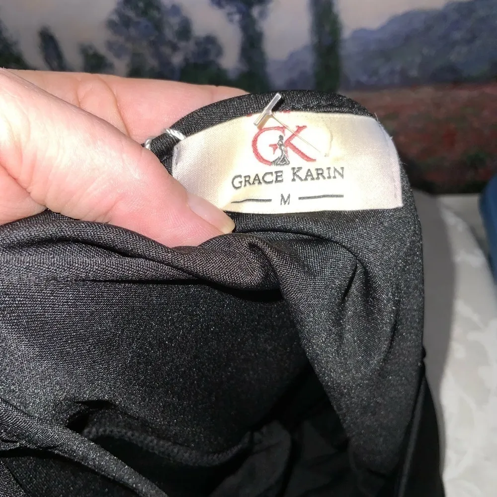 NWT Grace Karin Black Short Sleeve Shift A-Frame Dress Eyelet Hemline Medium - Image 7