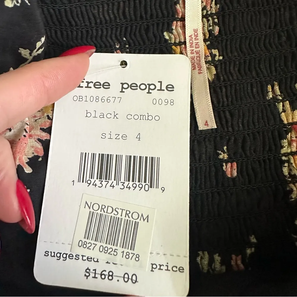 Free People Sea Glass Floral Midi Dress In Black Combo - Image 7