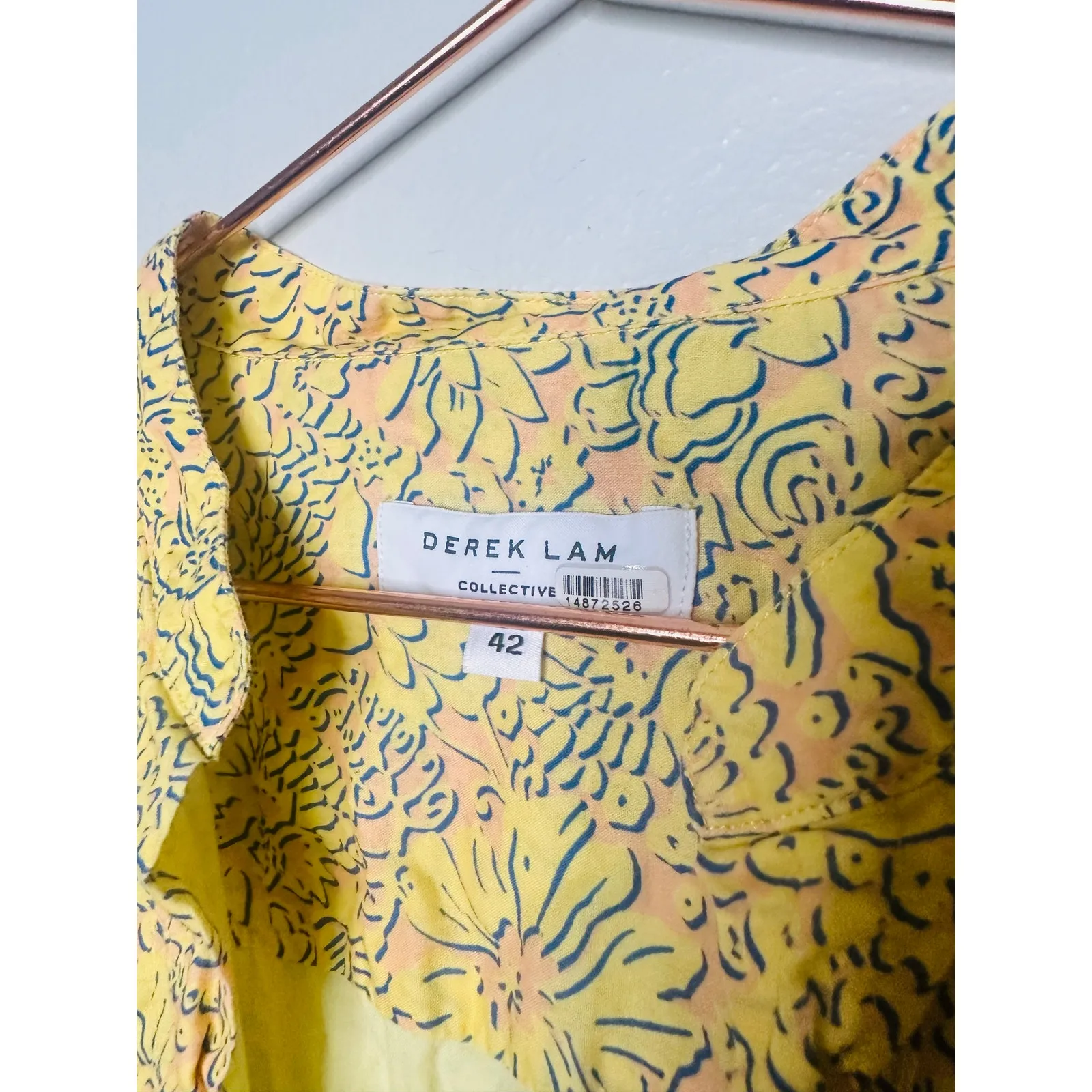 DEREK LAM 10 X RTR Yellow Floral 100% Cotton Hourglass V - Image 8