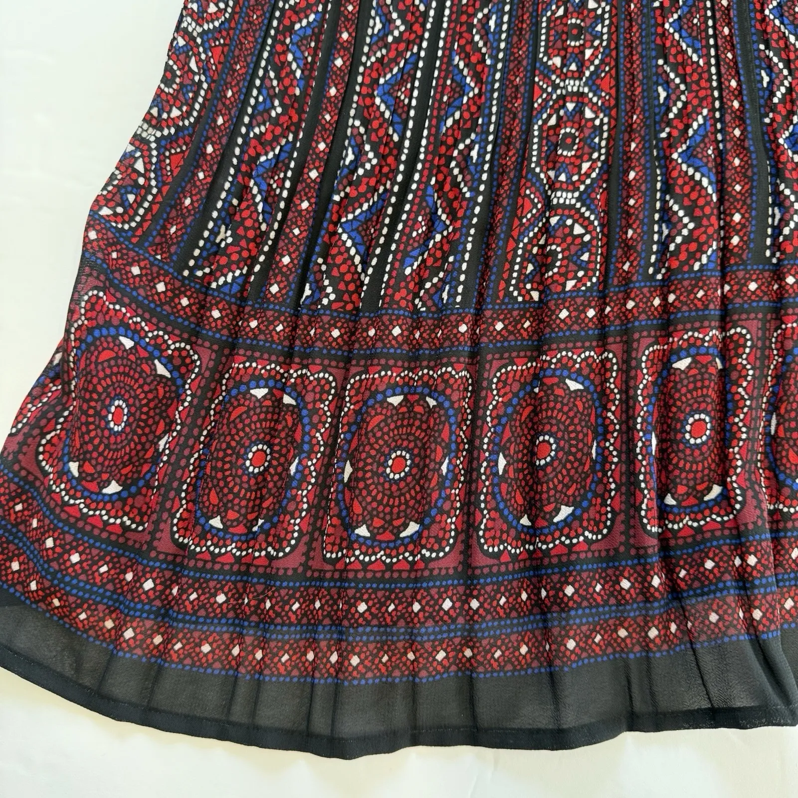 Catherines Red Blue Lace Up Rhinestone Bell Sleeve Crinkle Pleat Blouse Size 4X - Image 5