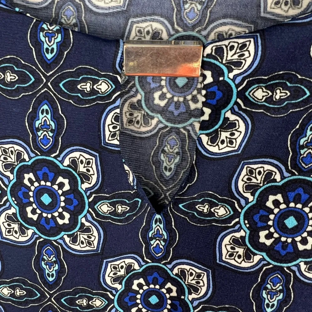 Dana Buchman floral geometric bell sleeve blue casual workwear L office - Image 5