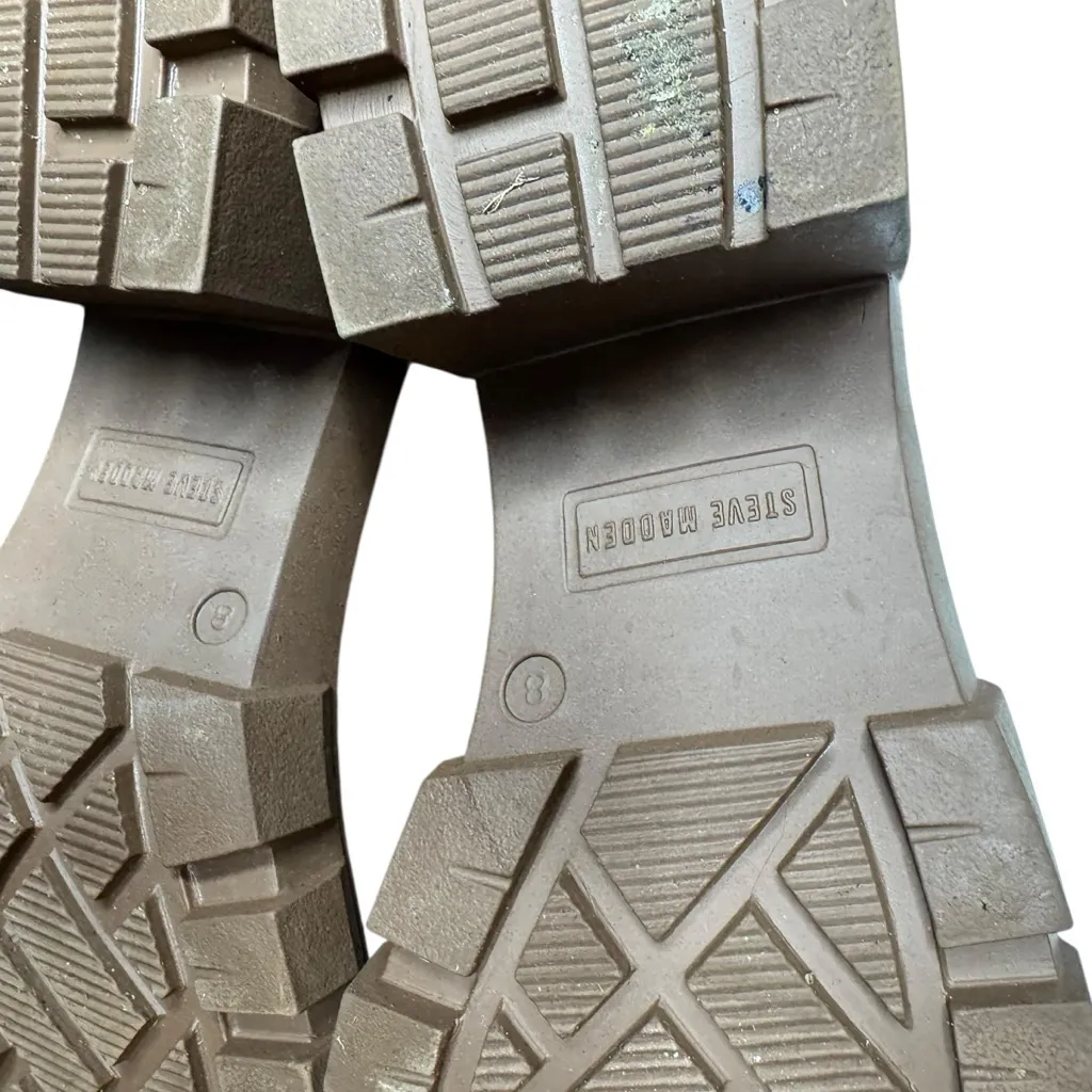 Steve Madden Hayle Chestnut Suede Slip-On Platform Chelsea Boots 8 - Image 9