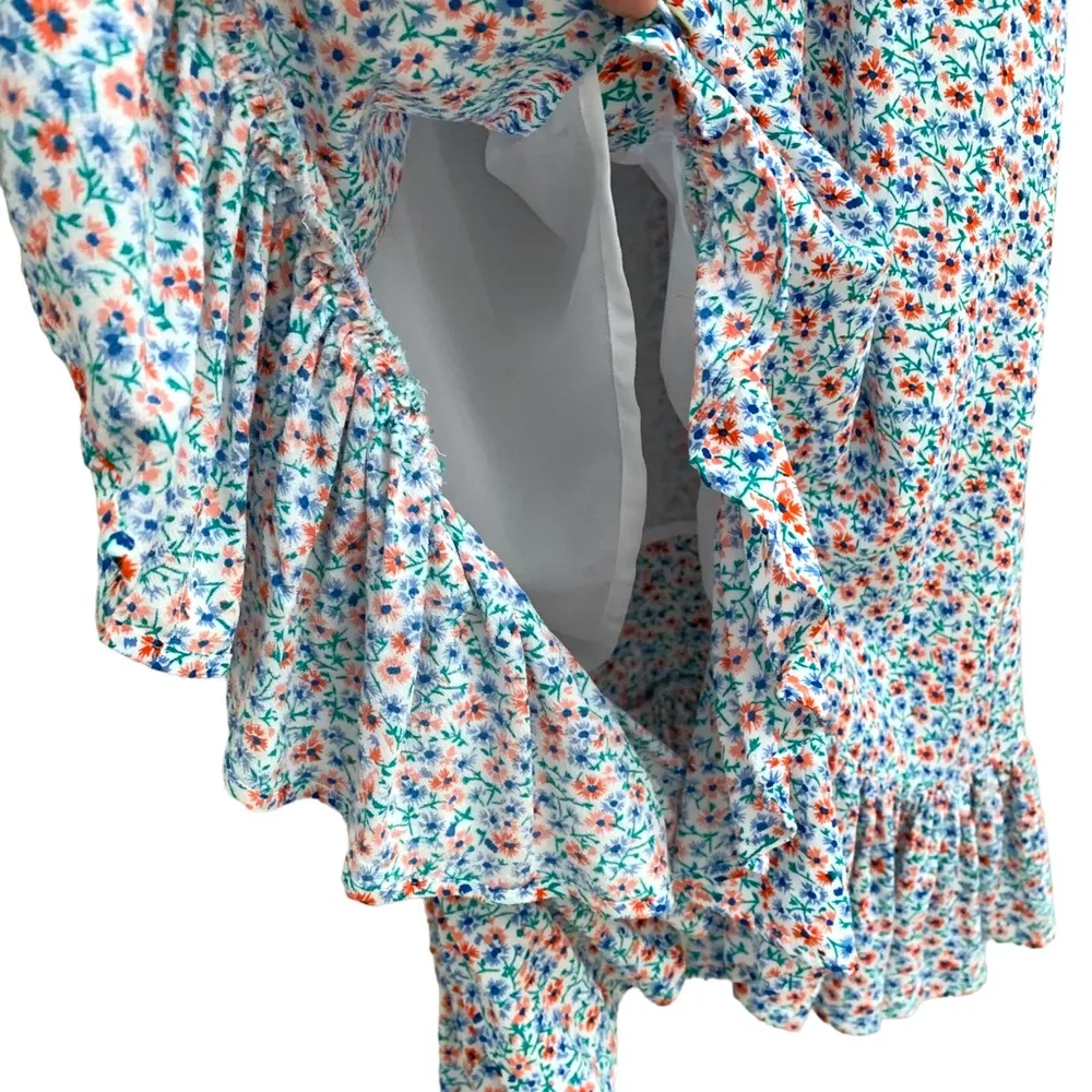 Rails XL White ruffle floral Frida spaghetti strap high low mini midi dress - Image 12