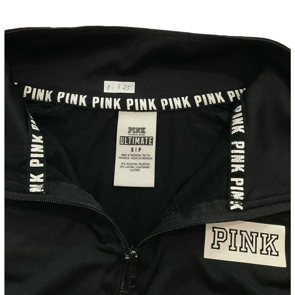 Victoria's Secret Pink Women Size Small Sweater Half Zip Black Activewear 8-325 - Image 2
