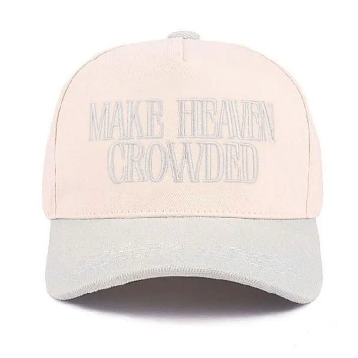 Make Heaven Crowded Embroidered Baseball Cap Cream / Light Blue Adjustable - Image 2