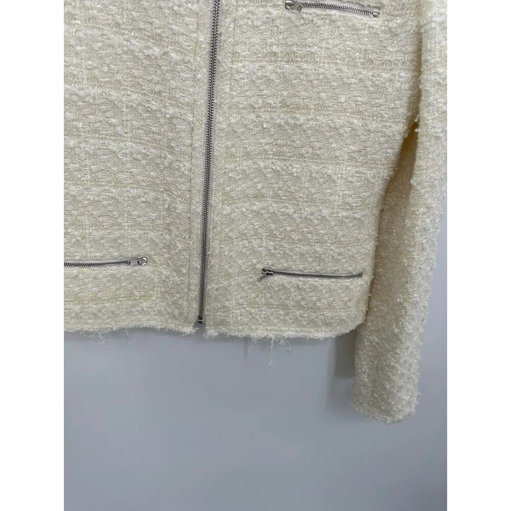 J.Crew Womens Cream Wool Mix Zip Up Blazer Jacket Size 4 Quiet Luxury Old Money - Image 7