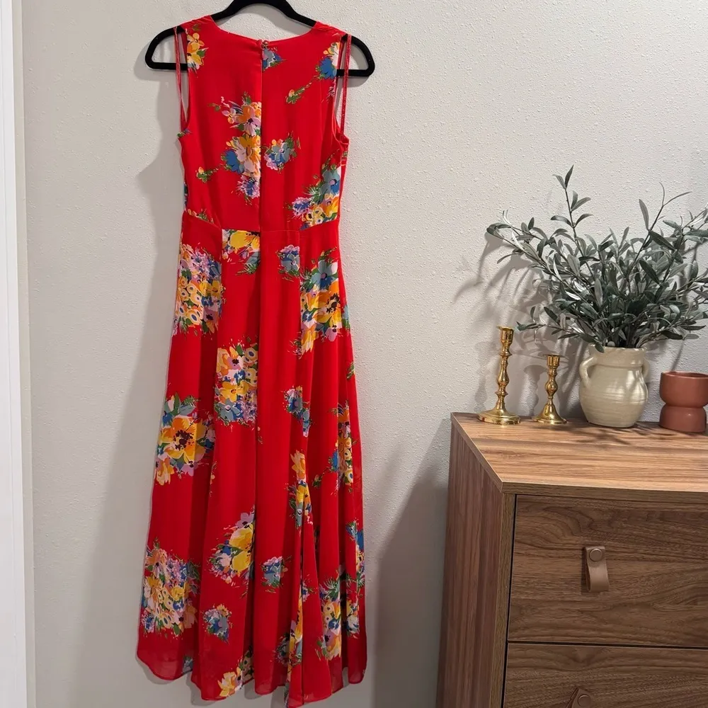 Lauren Ralph Lauren Size 2 Hibiscus Georgette Fit Flare Midi Dress Wedding Party - Image 2