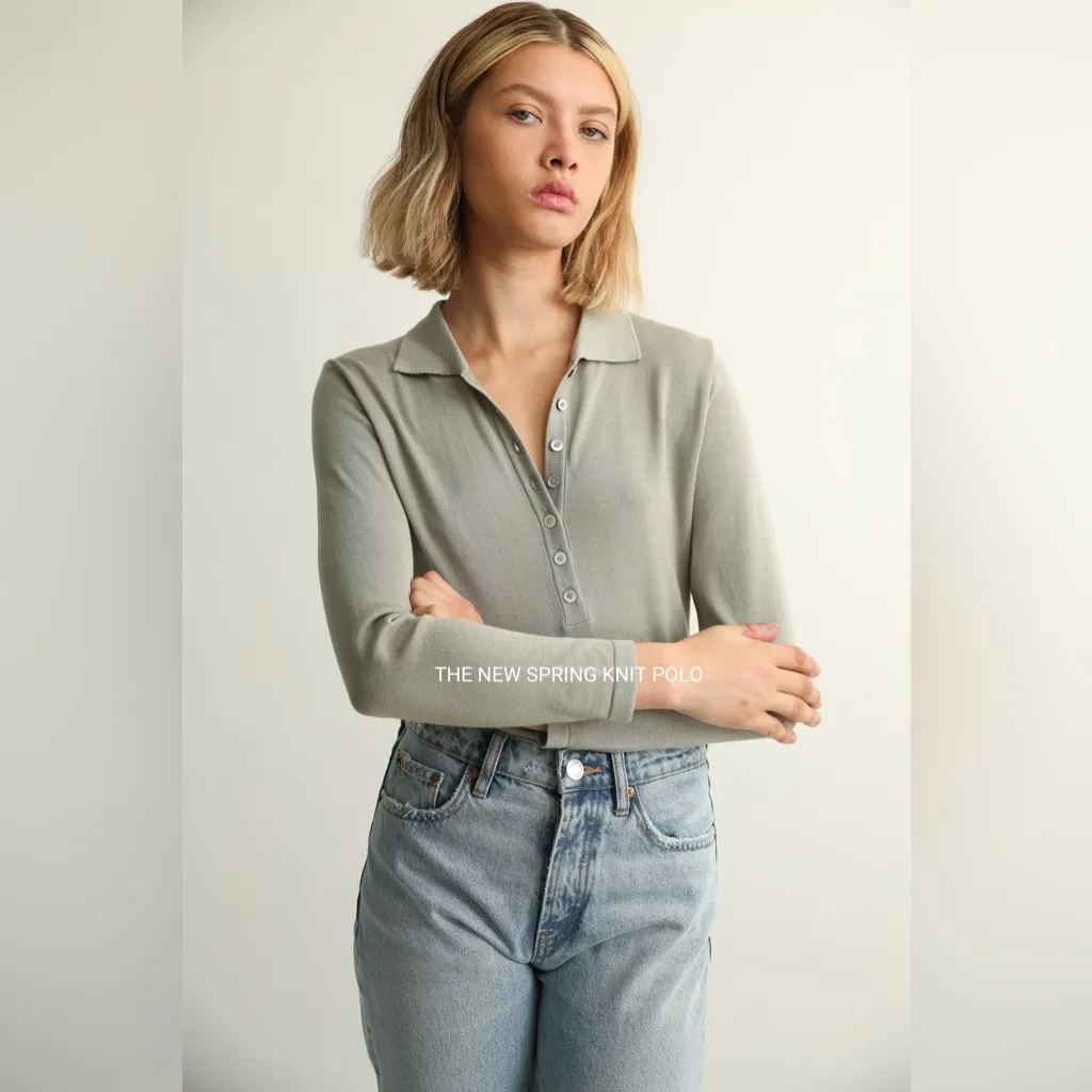 Almina Concept New Spring Knit Polo in Green Size M - Image 2