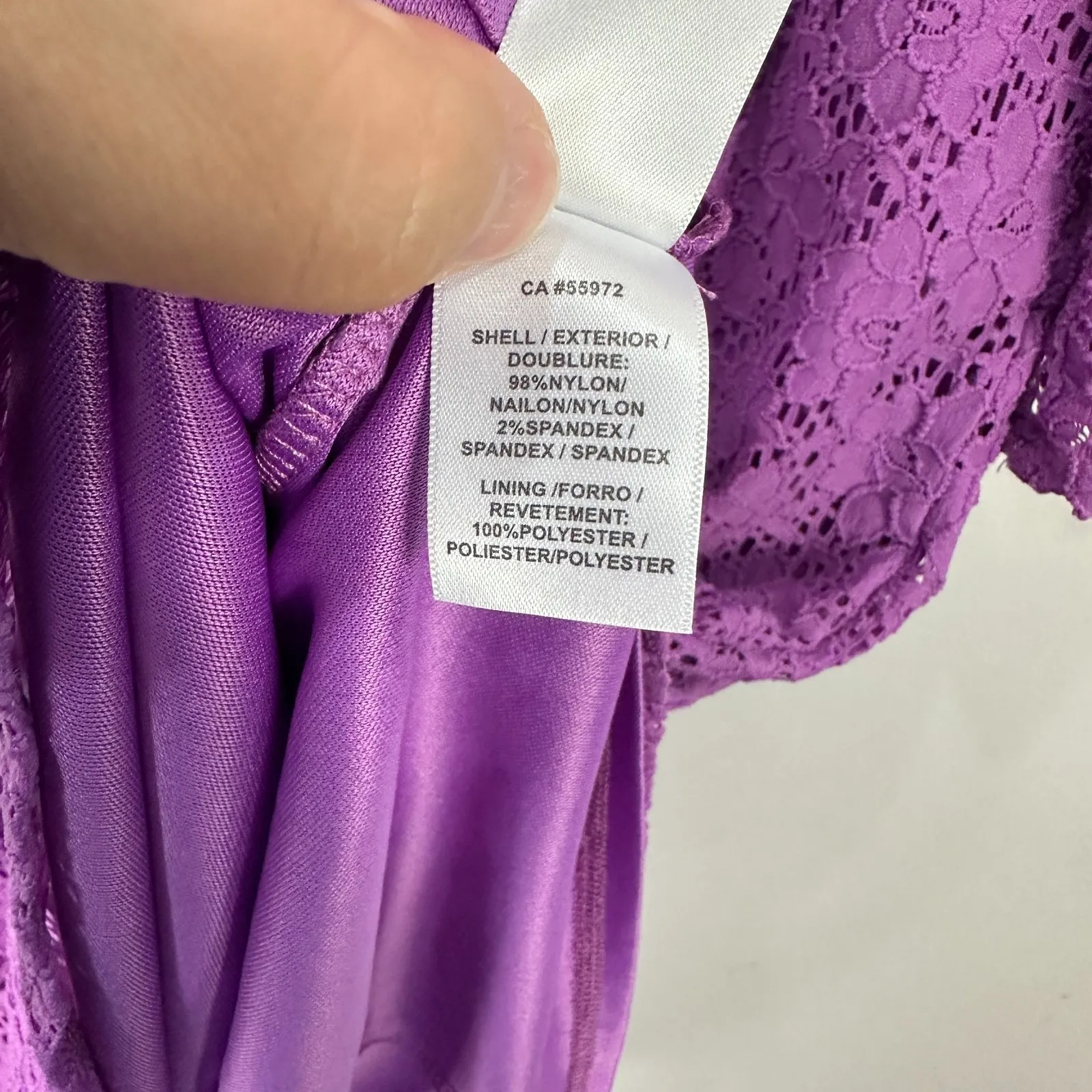 Laundry by Shelli Segal Babydoll Dress M Purple Crochet Lace Boho Cottage Fairy‎ - Image 5