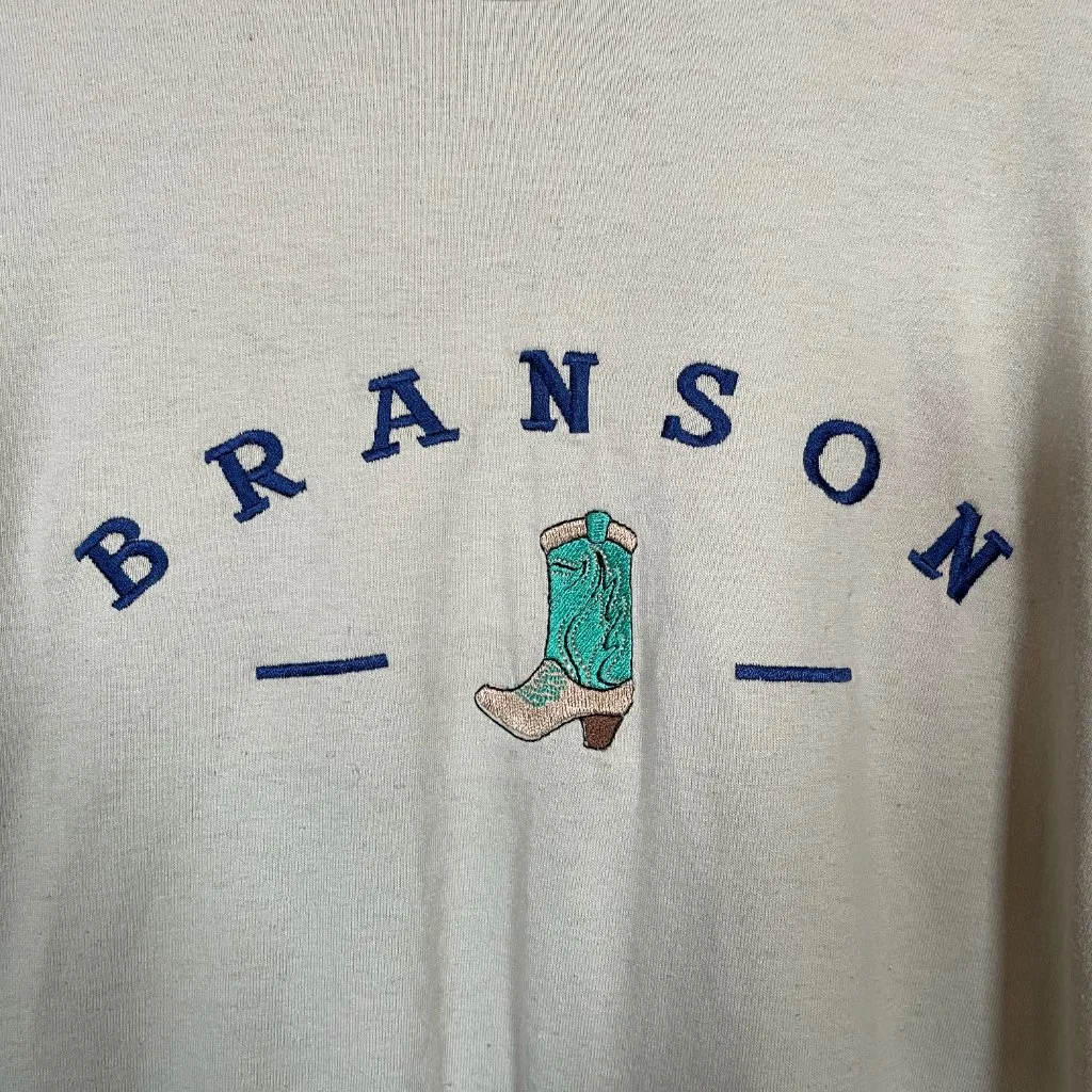 VINTAGE Fruit of the Loom Unisex L Beige Branson Missouri T-Shirt Single Stitch - Image 4