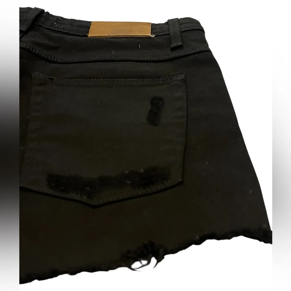 IRO Black Distressed Jean Shorts - Image 4