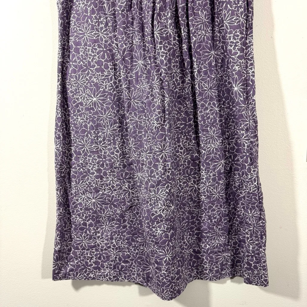 Boden Purple Short Sleeve Smocked Bodice Ditsy Floral Flower Dress Size 6 - Image 3