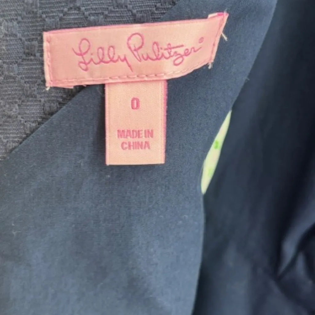 Lilly Pulitzer Women’s Sz 0 Navy Pink Floral Embroidered Sheath Dress Cap Sleeve - Image 7