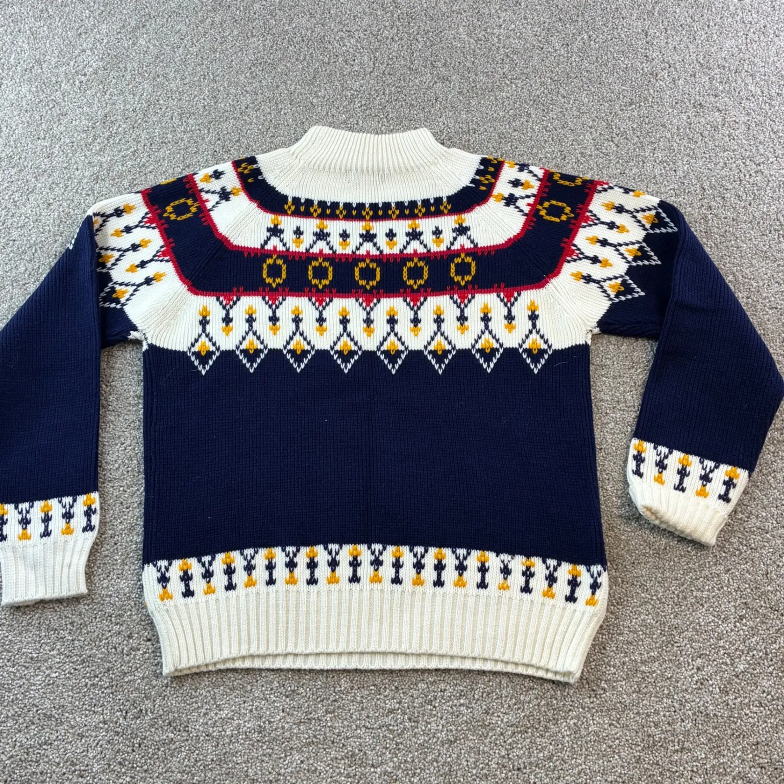 Vintage JC Penney Acrylic Fair Isle Mock Neck Sweater Womens‎ Size M 80's Retro Blue Size M - Image 6