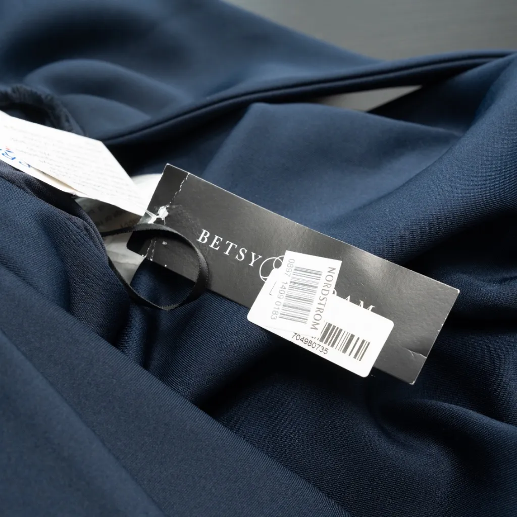 Betsy & Adam - "Daisy" Long Scuba Crepe One Shoulder Dress - Image 10