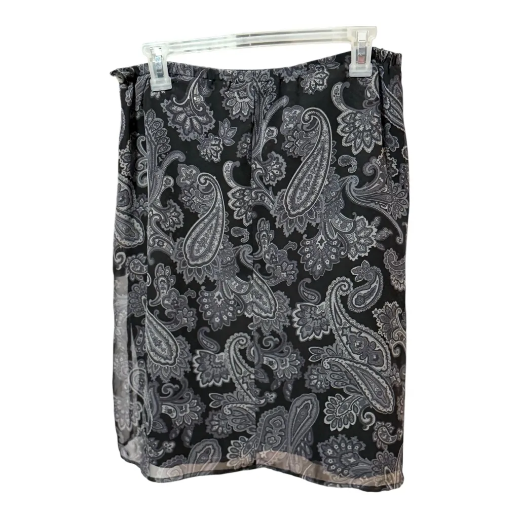 Villager Petite Black Paisley Midi Skirt Sheer Overlay Indie Sleaze - Image 2