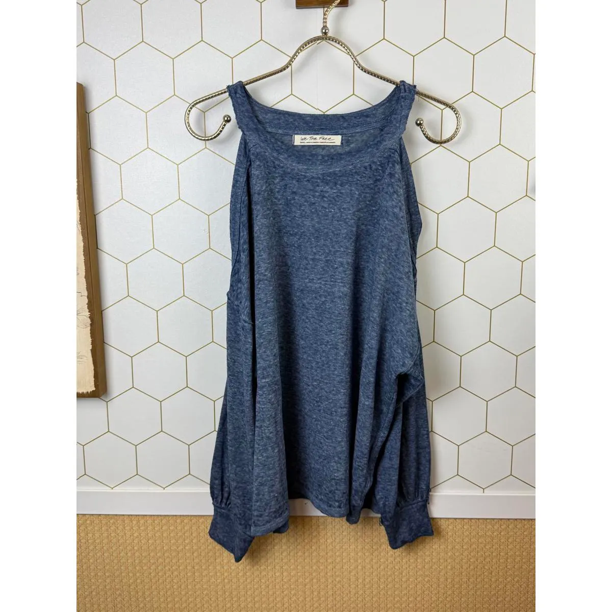 We The Free Chill Out Long Sleeve Cold Shoulder Top in Storm Blue - Size - Small - Image 9