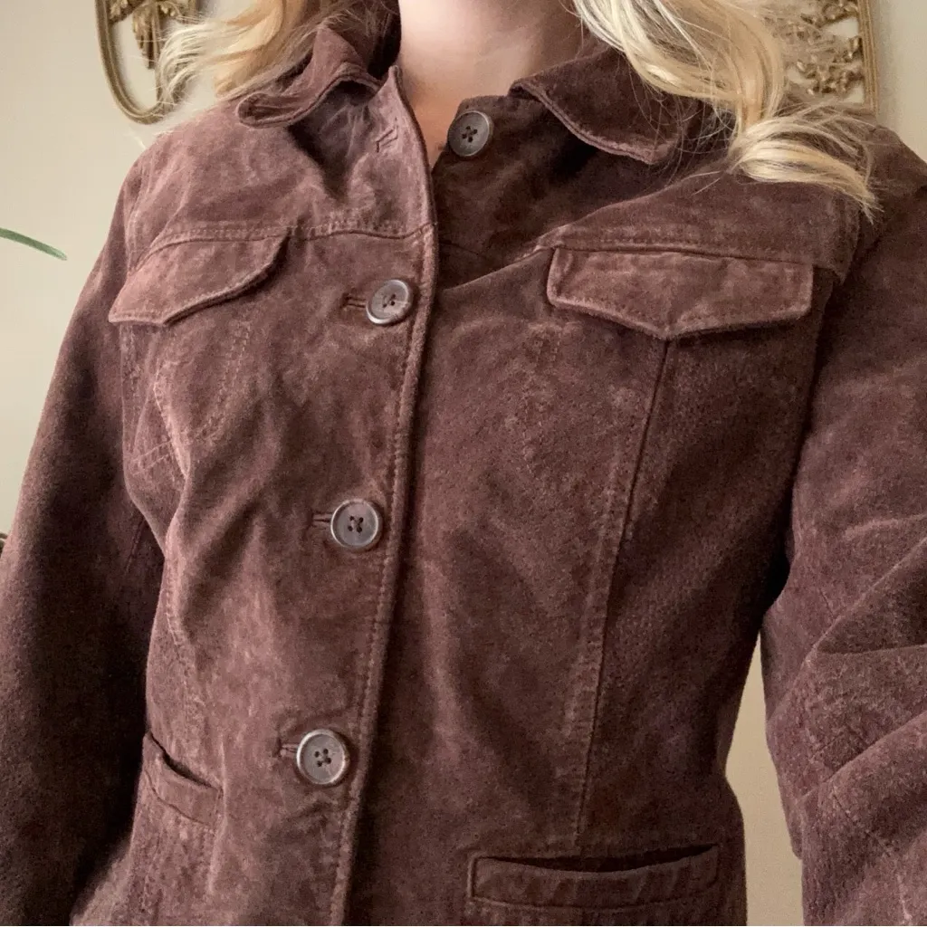 Relativity Brown Suede Button Up Jacket - Image 6