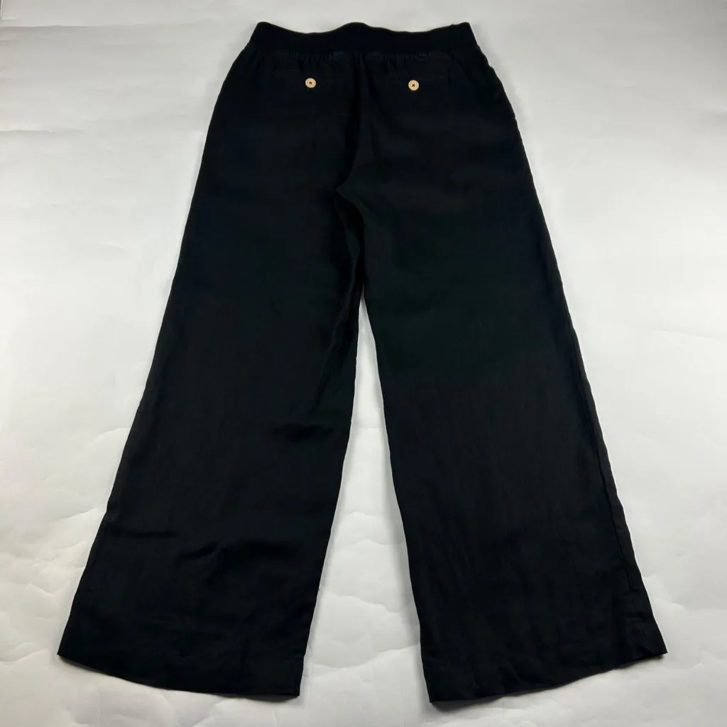 Soft Surroundings Black Linen Wide Leg Pull On Pant M - Image 6