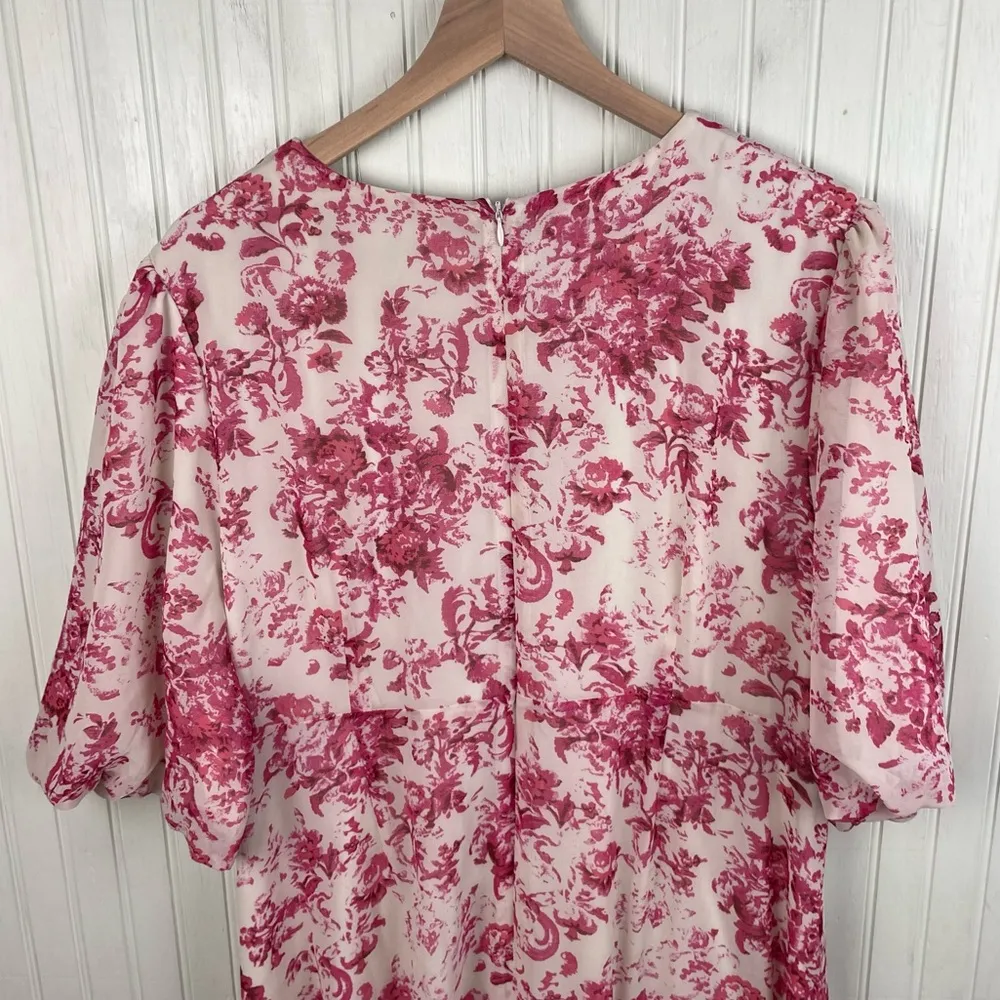 NEW Chelsea28 Forget Me Not Floral Print Puff Sleeve Midi Dress Women's Size XXL - Image 9