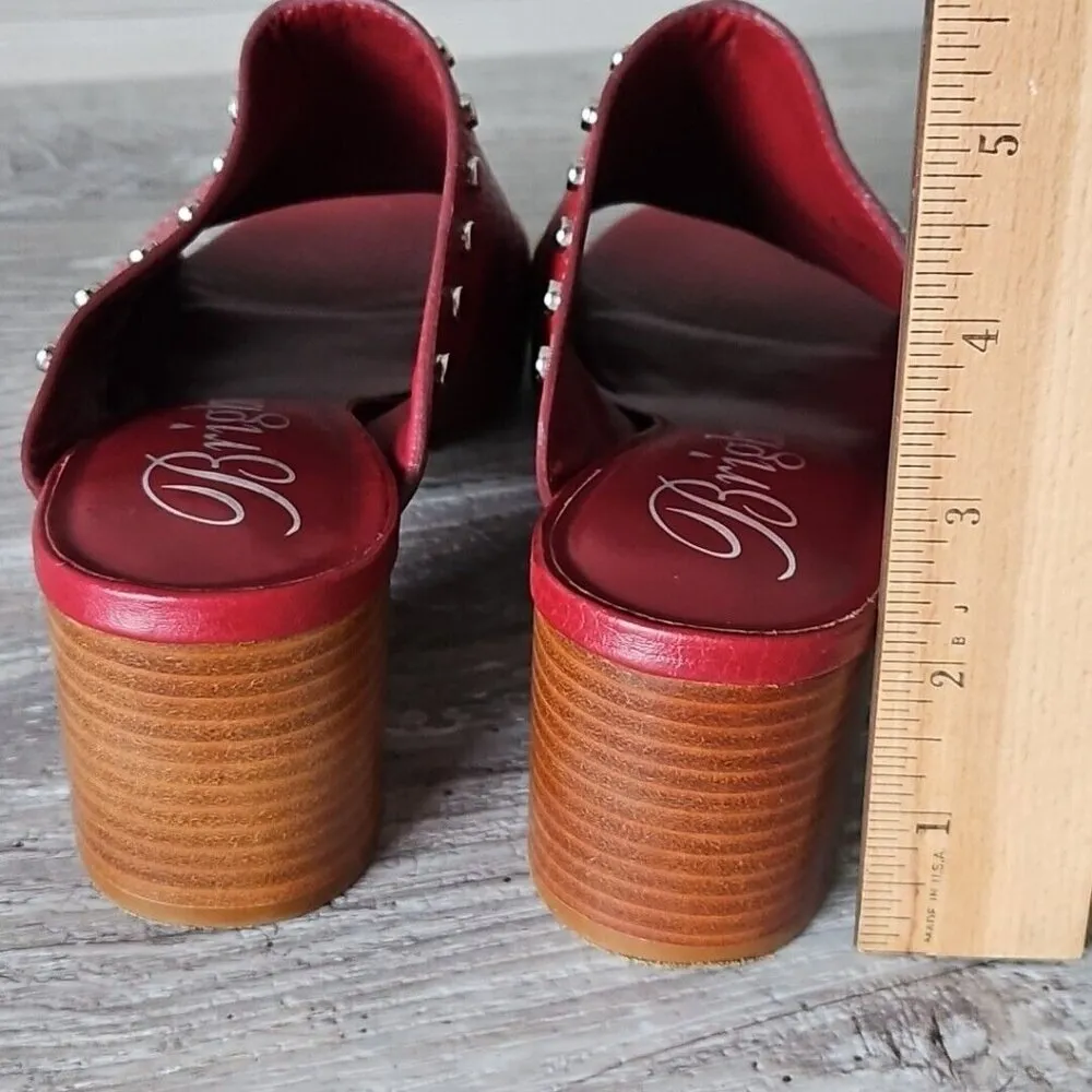 Brighton “TAP” Lipstick (Red) Leather Peep Toe Studded Heels Sandals - Size 8 M - Image 11