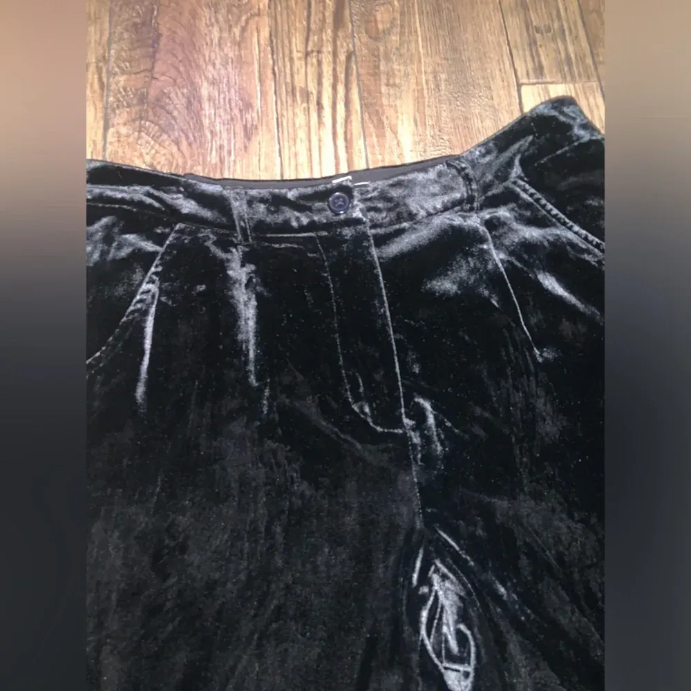 Garnet Hill velvet pleated black dress pants 4 evening fall casual  boho classic - Image 4