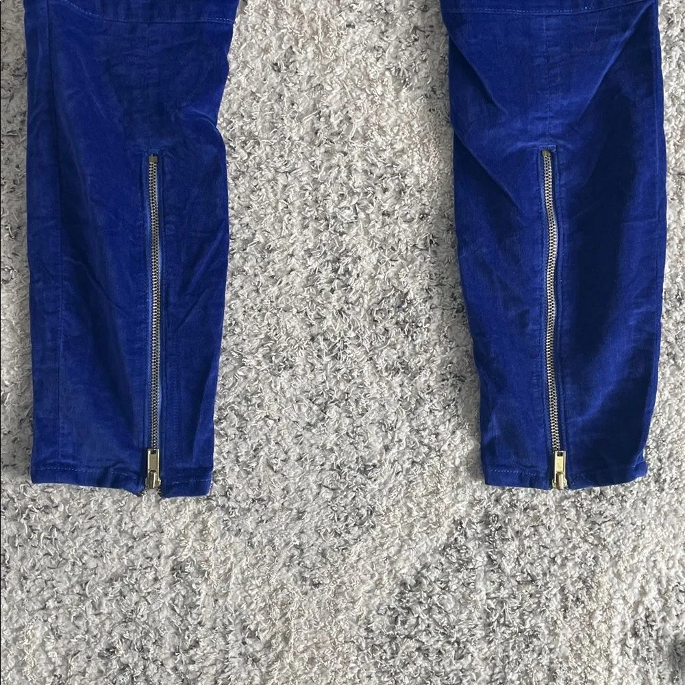 Gap 1969 Blue Velour with Gold Accents Skinny Ankle Pants Size 27 Regular - Image 7