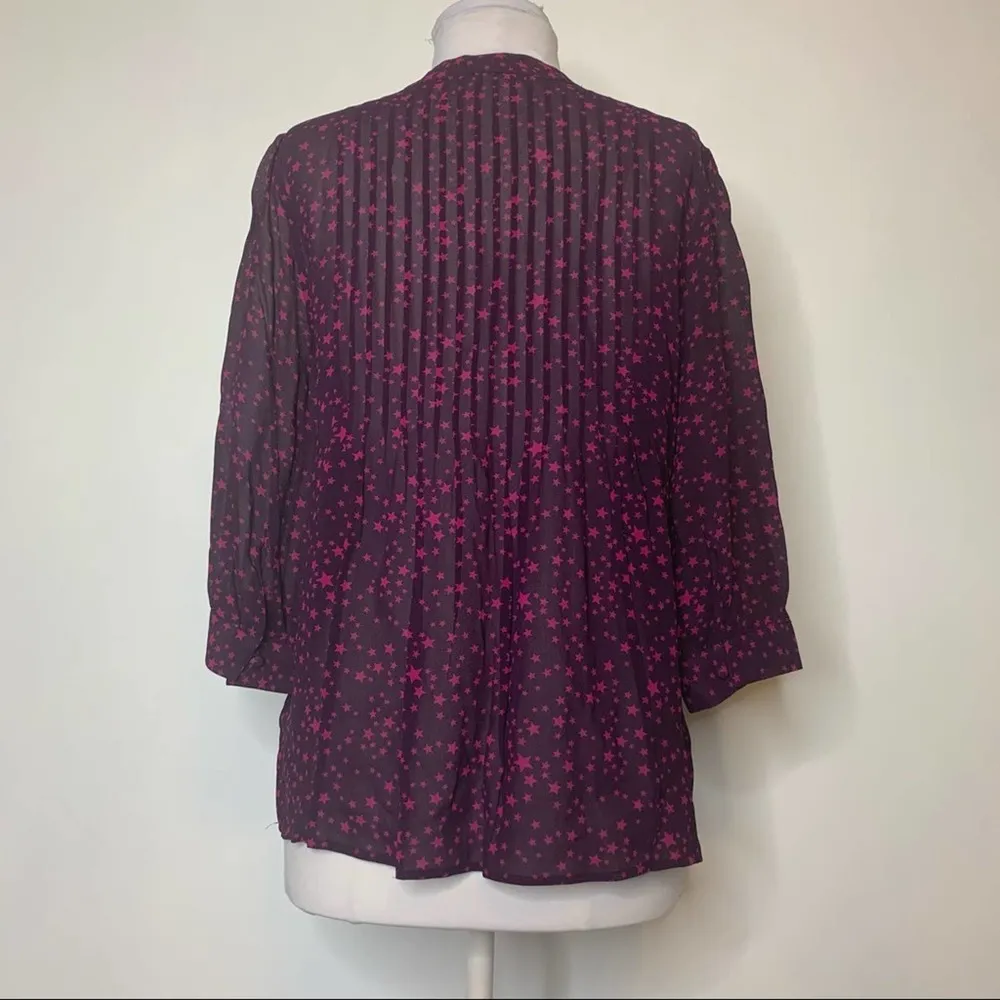 Boden starry night tie front blouse star print Size 6 - Image 3