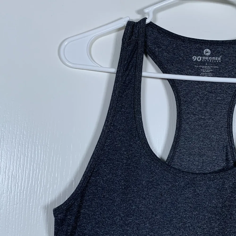 90 Degree by Reflex Charcoal Gray Racerback Athleisure Tank Top Large EUC #1797 - Image 3