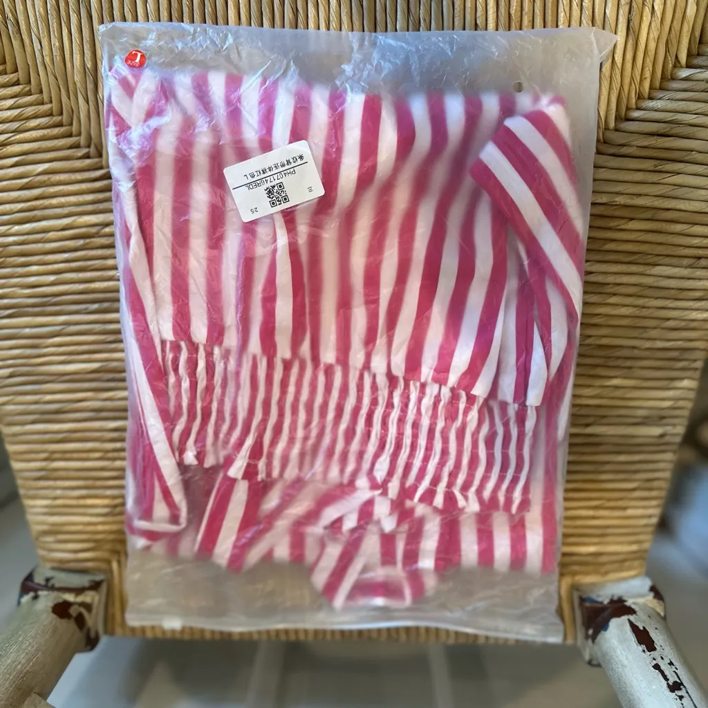 Pink and White Striped Jumpsuit Size L - Image 6