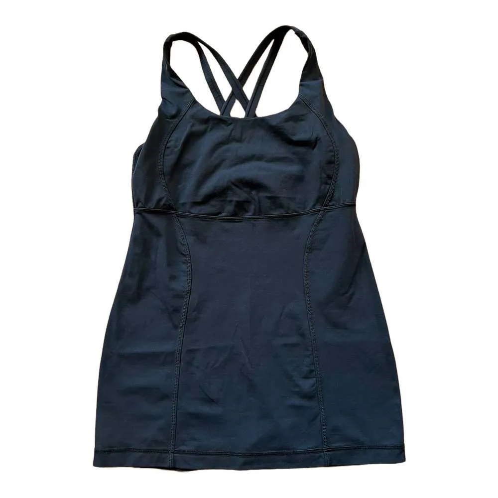 LULULEMON Scoop Neck Tank Top Black Crossover Straps Support Bra Mesh Details 6 - Image 3