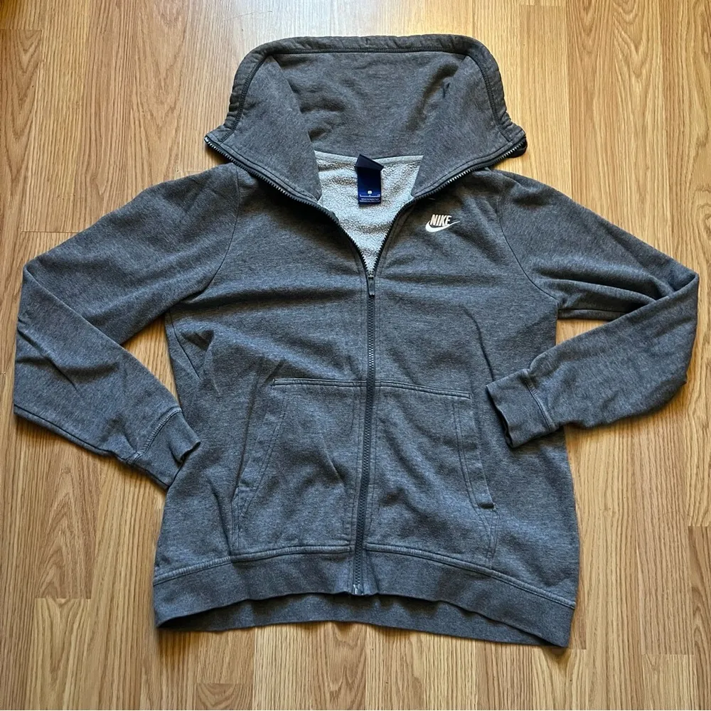 Nike Sweatshirt Full Zip Gray Jacket Womens Size S Funnel Neck Pullover Training - Image 8