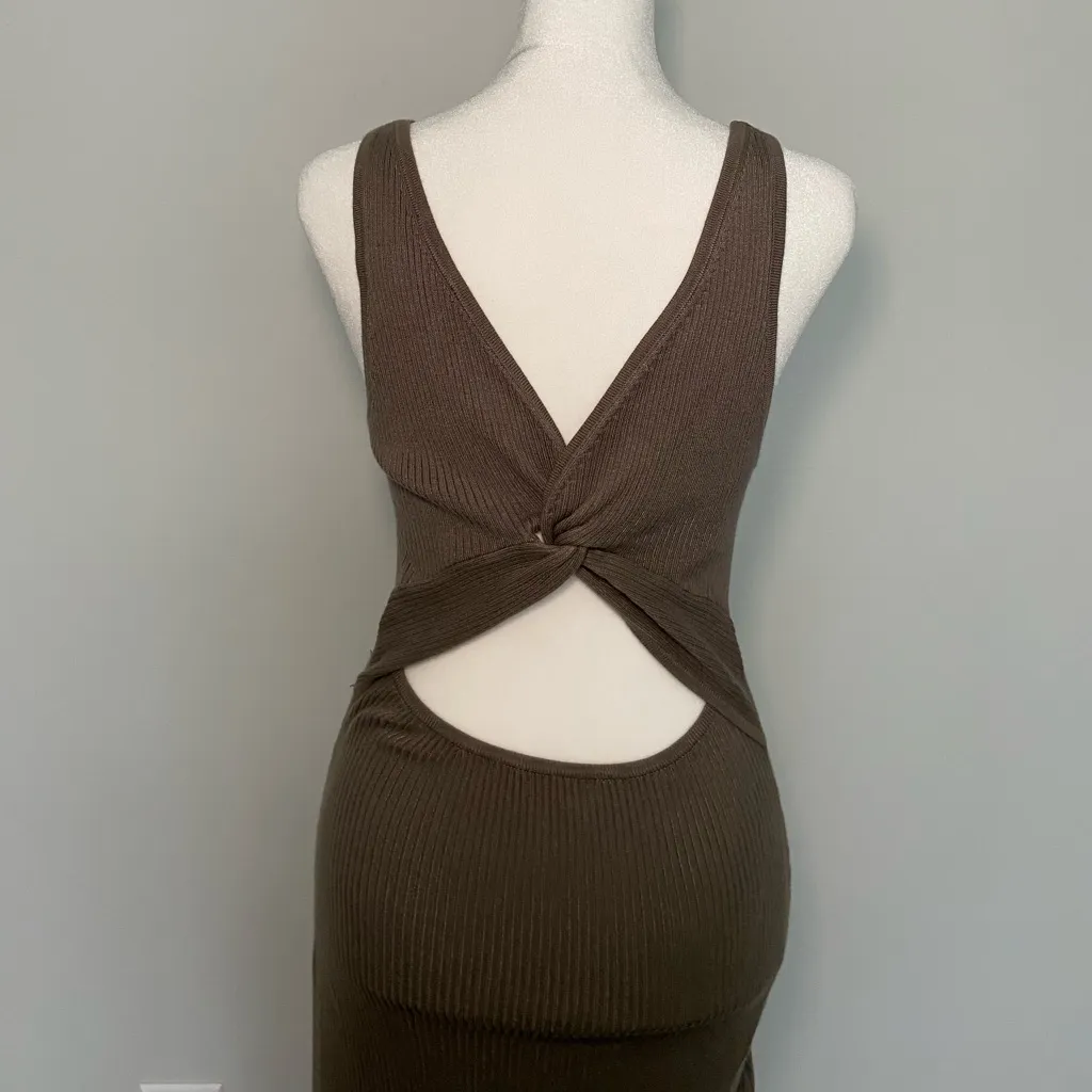 Knit bodycon dress with open back Green Size M - Image 2