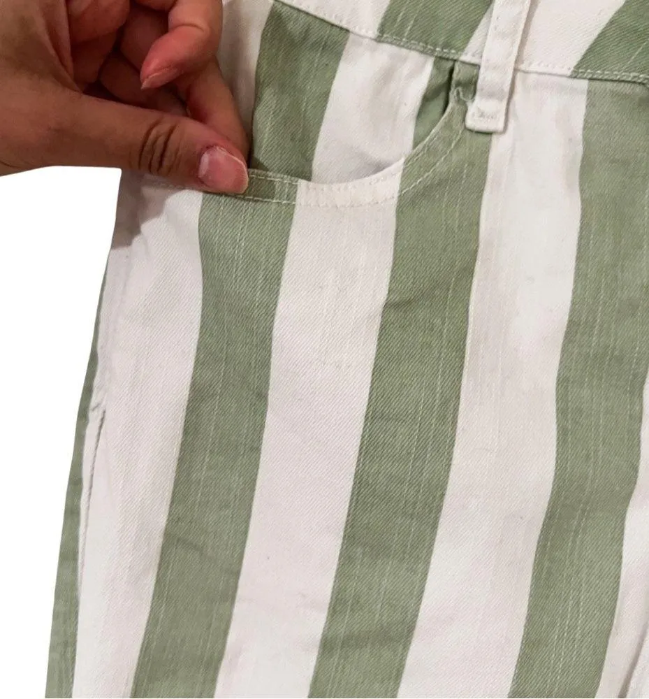 ALTAR DSTATE High Waist Striped Bell Bottom Pants White Green Sz S - Image 5