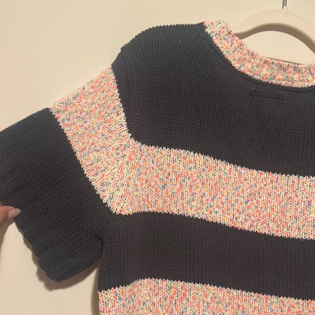 Peace Love World Black and Cream Striped Tee - Image 5