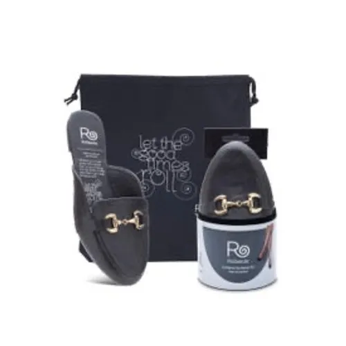 Rollasole Black Vegan Leather Mules Slip On Flats Gold Horsebit Shoes 5.5 - Image 5