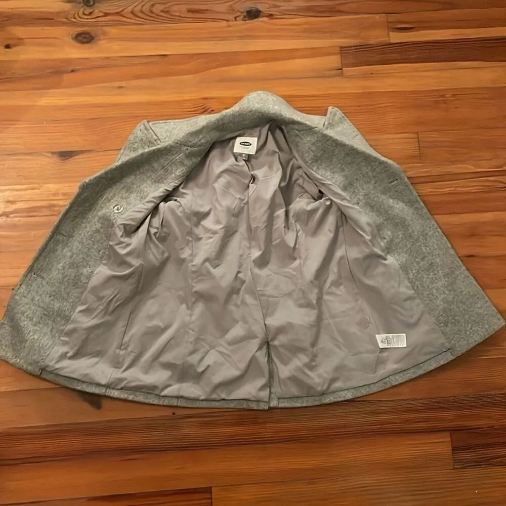 Old Navy Gray Double Breasted Pea Coat Jacket Womens Size Extra Small - Image 4
