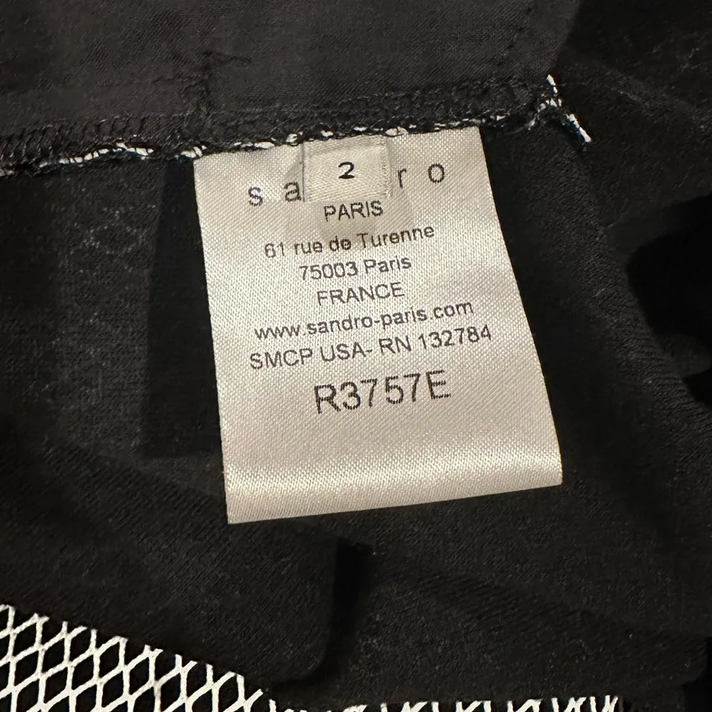 SANDRO PARIS HOUNDSTOOTH ANGLE GRID CHECKED BLACK WHITE SLEEVELESS DRESS - Image 8