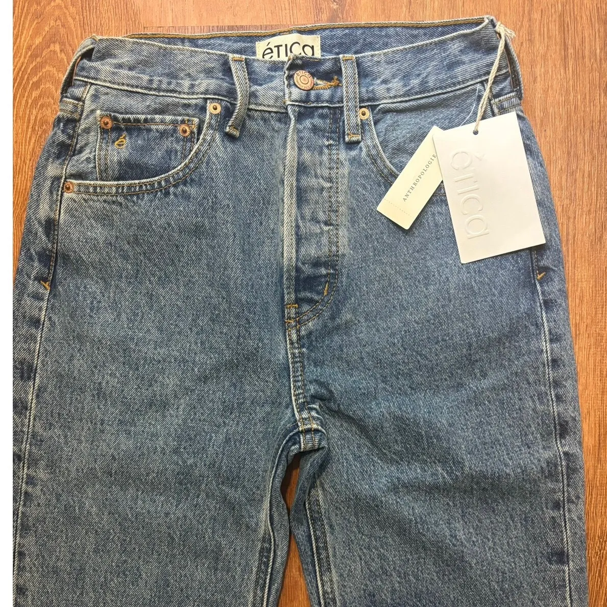 NWT Etica Leia Ultra High Rise Straight Leg Jean In Bluestone Size 24 Blue - Image 5