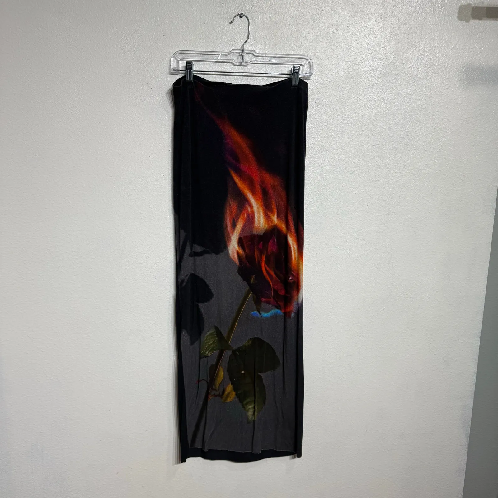 Jaded London Black Flaming Rose Maxi Skirt Sz 6 - Image 2