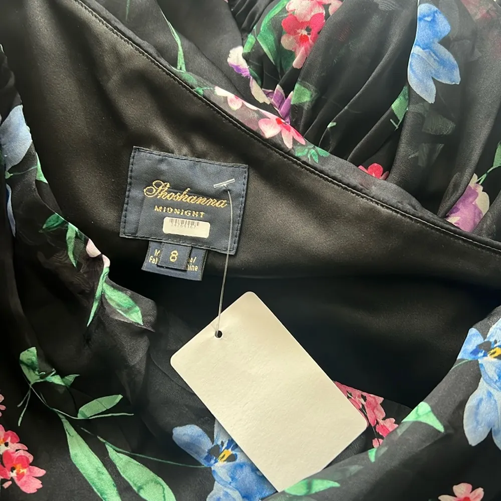 Shoshanna Midnight Gia One Shoulder Silk Floral Dress, Black Size 8 Retail $595 - Image 14