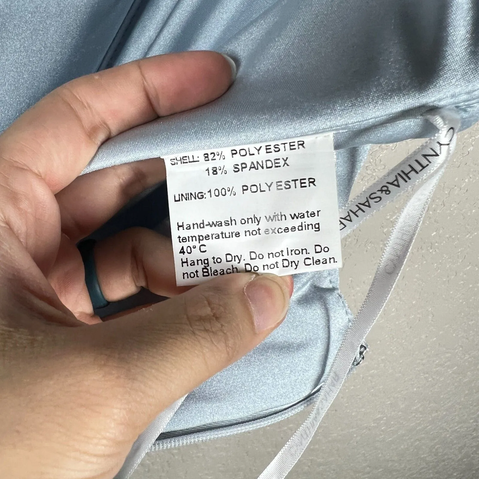 Cynthia & Sahar Gown Large Off Shoulder Corset Satin Dress Mermaid Baby Blue - Image 6