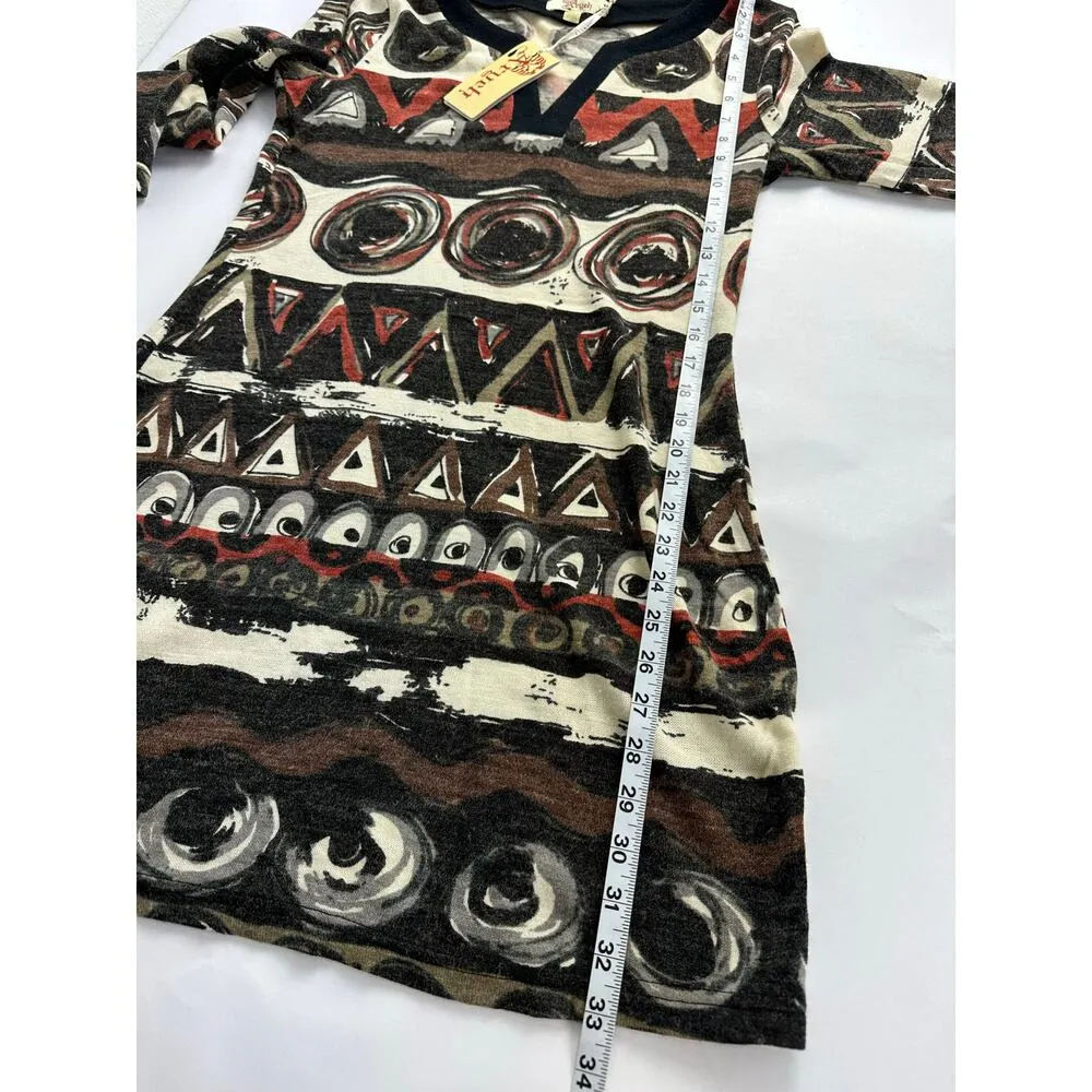 NWT Aryeh Size Medium Sweater Dress Abstract Orange Rust Midi Retro Boho Artsy - Image 12
