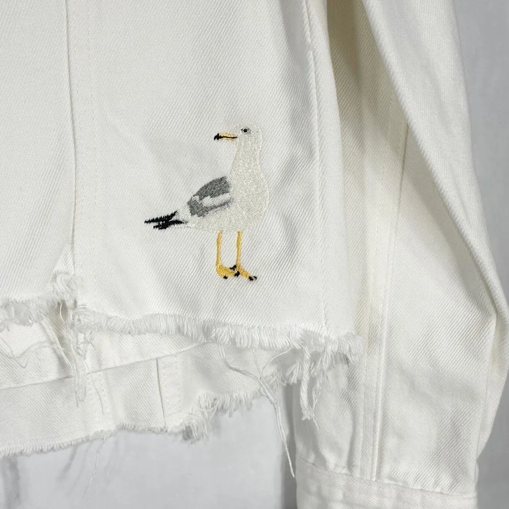 Taylor Swift 1989 Embroidered Jean Jacket White Denim Size Small Blank NYC 1348 - Image 16