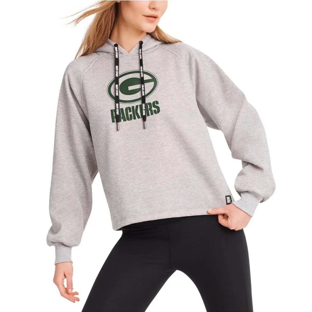 DKNY Sport Green Bay Packers Heather Gray Cropped Hoodie – Size M NWT Sparkly - Image 3