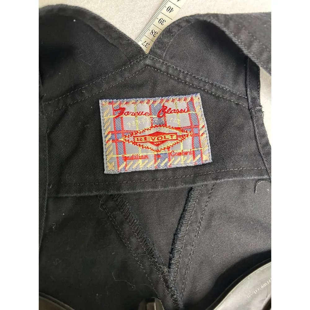 Revolt Plus Size Women's Juniors Black Baggy Straight Leg Overalls Size S - Image 9